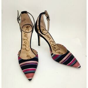 Sam Edelman Harlow Pump ankle strap heels Womens 9m Striped Fun Dopaminegirl